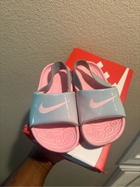 Nike Kids Pink Footbed Sandals with Strap